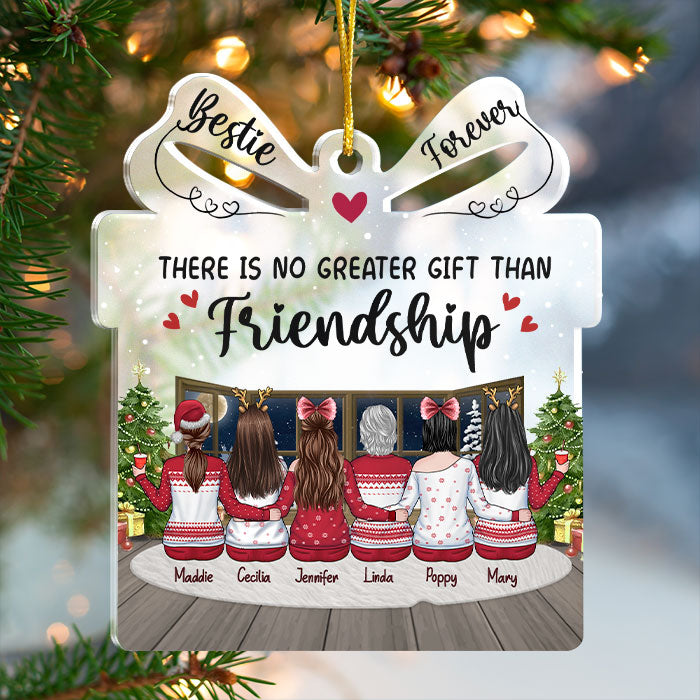 Meilleure amie pour toujours, toujours, sœurs - Décoration de Noël personnalisée en acrylique en forme de boîte cadeau - Cadeau pour meilleure amie, meilleure amie, sœur, cadeau d'anniversaire pour meilleure amie et amie, cadeau de Noël