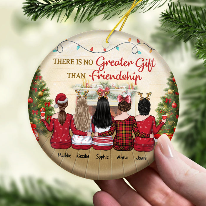 Il n'y a pas de plus beau cadeau que l'amitié - Ornement personnalisé Bestie - Forme ronde en céramique - Cadeau de Noël pour meilleures amies, meilleures amies, sœurs