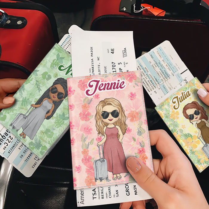 Vacances d'été tropicales - Étui de passeport personnalisé - Cadeau pour meilleure amie