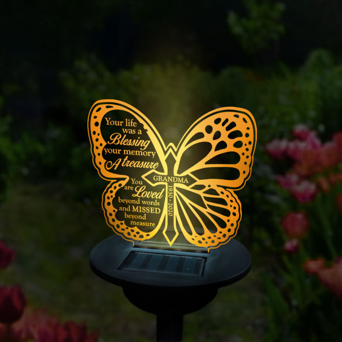 Votre vie a été une bénédiction - Lampe solaire de jardin commémorative personnalisée - Cadeau commémoratif, cadeau de condoléances