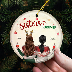 Nous sommes les meilleurs amis pour toujours - Ornement personnalisé Bestie - Forme ronde en céramique - Cadeau de Noël pour les meilleures amies, BFF, sœurs