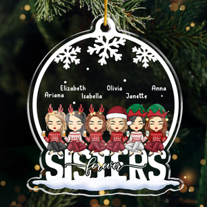 Besties Forever - Décoration personnalisée Bestie - Boule à neige en acrylique - Cadeau de Noël pour meilleures amies, meilleures amies, sœurs