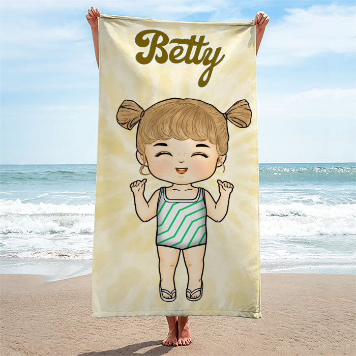 Serviette de plage personnalisée Tie Dye colorée - Cadeau pour la famille, cadeau pour les enfants, cadeau de Noël