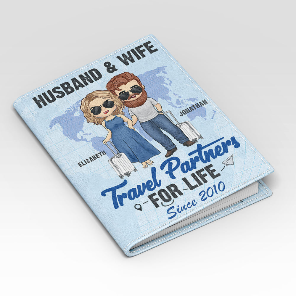 La vie est un voyage - Étui de passeport personnalisé - Cadeau pour couple