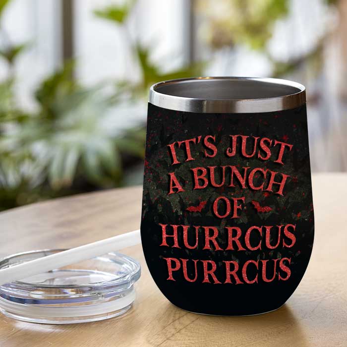 C'est juste un tas de Hurrcus Purrcus - Verre à vin personnalisé - Cadeau pour les amoureux des animaux, cadeau d'Halloween 