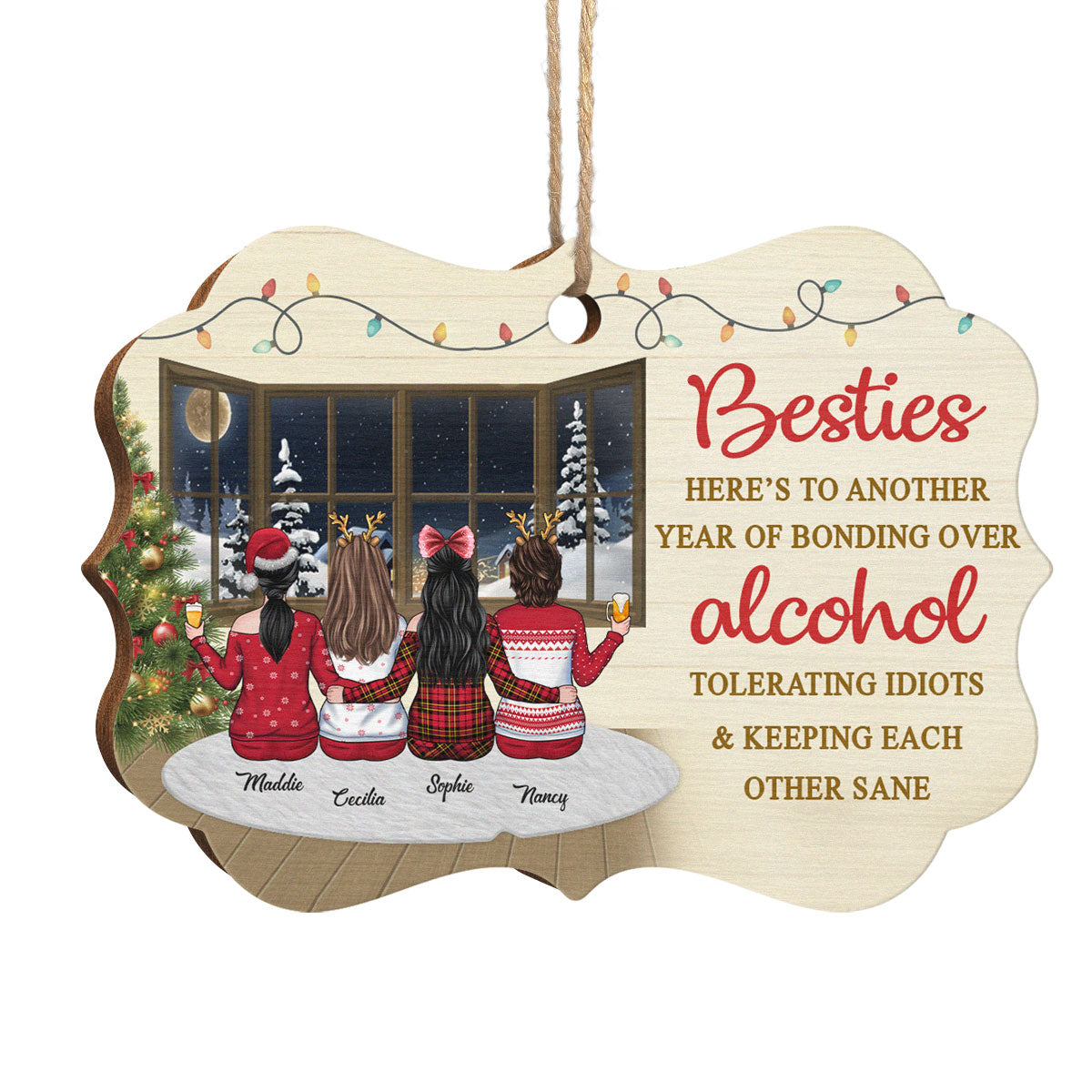 Les meilleures amies sont les sœurs que nous choisissons - Décoration de Noël en bois personnalisée en forme de Benelux - Cadeau pour meilleure amie, meilleure amie, sœur, cadeau d'anniversaire pour meilleure amie et amie, cadeau de Noël