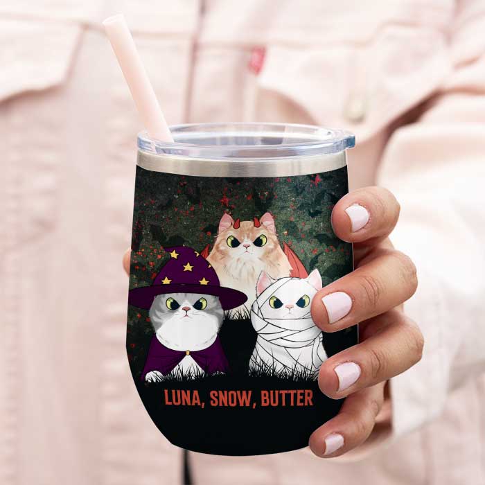 C'est juste un tas de Hurrcus Purrcus - Verre à vin personnalisé - Cadeau pour les amoureux des animaux, cadeau d'Halloween 