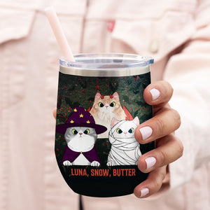 Cette méchante sorcière adore ses petits miaulements - Verre à vin personnalisé - Cadeau pour sorcières, cadeau pour amoureux des animaux, cadeau d'Halloween 