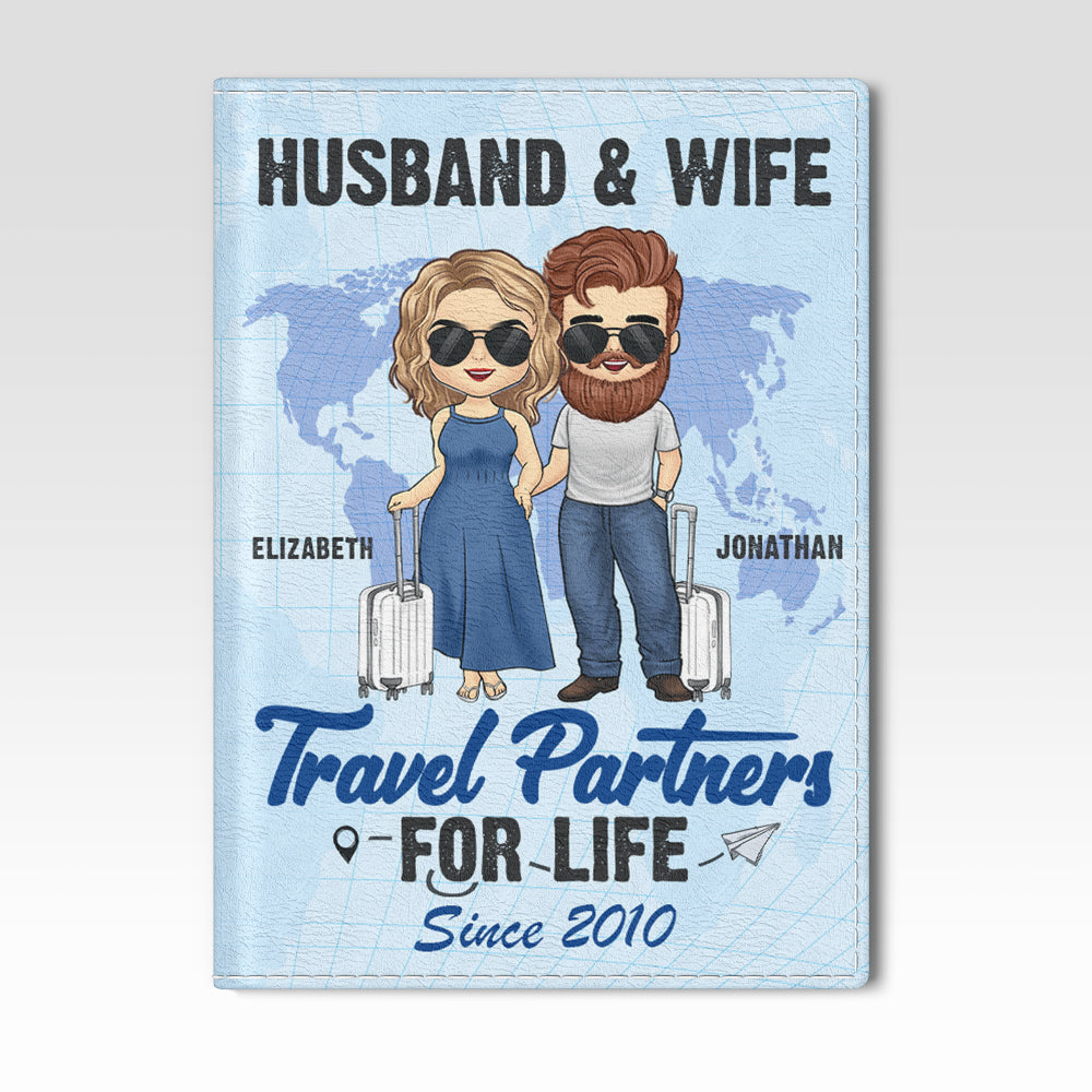 La vie est un voyage - Étui de passeport personnalisé - Cadeau pour couple