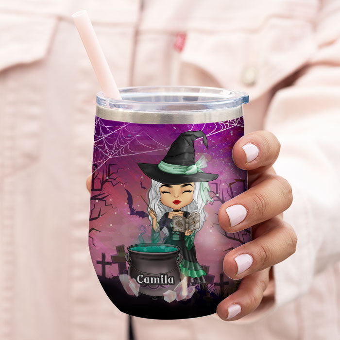 Le breuvage de la sorcière suscite des ennuis - Verre à vin de sorcière personnalisé - Cadeau pour sorcière, cadeau pour vous-même, cadeau d'Halloween 
