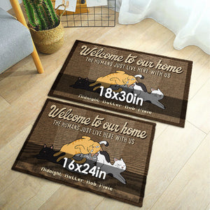 Bienvenue chez Funny Cats Home - Tapis décoratif personnalisé - Cadeau pour les amoureux des animaux