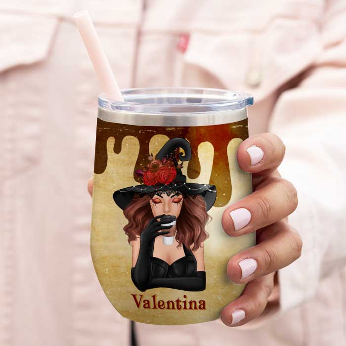 Même les sorcières ont besoin de café ! Verre à vin personnalisé ! Cadeau pour vous-même, cadeau d'Halloween 