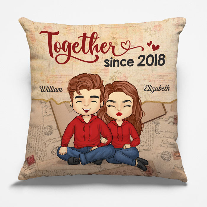Nous sommes ensemble depuis - Coussin personnalisé pour couple - Cadeau pour mari et femme, anniversaire