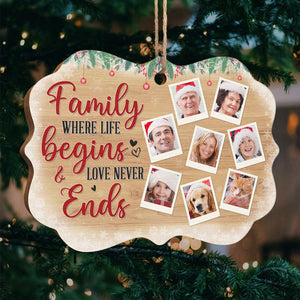La vie de famille commence et l'amour ne finit jamais - Décoration de Noël en bois personnalisée en forme de Benelux, portrait photo de famille personnalisé, décoration photo personnalisée - Télécharger une image, cadeau pour la famille, cadeau de Noël