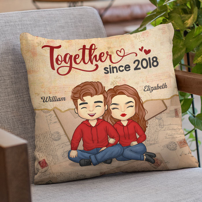 Nous sommes ensemble depuis - Coussin personnalisé pour couple - Cadeau pour mari et femme, anniversaire