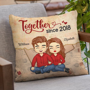 Nous sommes ensemble depuis - Coussin personnalisé pour couple - Cadeau pour mari et femme, anniversaire