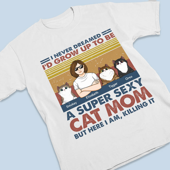 Super Cat Mom - T-shirt, sweat à capuche et sweat-shirt unisexe personnalisé avec chat - Cadeau pour propriétaires et amoureux des animaux