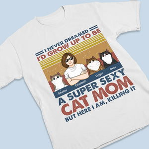 Super Cat Mom - T-shirt, sweat à capuche et sweat-shirt unisexe personnalisé avec chat - Cadeau pour propriétaires et amoureux des animaux