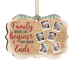 La vie de famille commence et l'amour ne finit jamais - Décoration de Noël en bois personnalisée en forme de Benelux, portrait photo de famille personnalisé, décoration photo personnalisée - Télécharger une image, cadeau pour la famille, cadeau de Noël