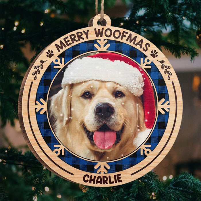 Joyeux Noël miaulant - Décoration de Noël ronde en bois personnalisée avec photo - Télécharger une image, cadeau pour les amoureux des animaux, cadeau de Noël