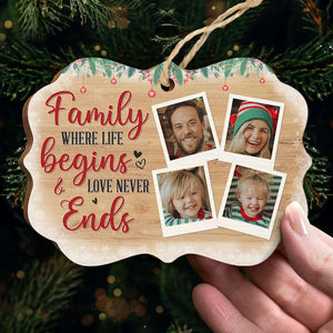 La vie de famille commence et l'amour ne finit jamais - Décoration de Noël en bois personnalisée en forme de Benelux, portrait photo de famille personnalisé, décoration photo personnalisée - Télécharger une image, cadeau pour la famille, cadeau de Noël