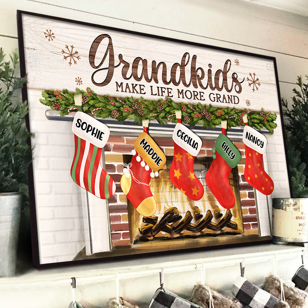 Our Greatest Blessings Call Us Grandma & Grandpa - Personalized Horizontal Poster.