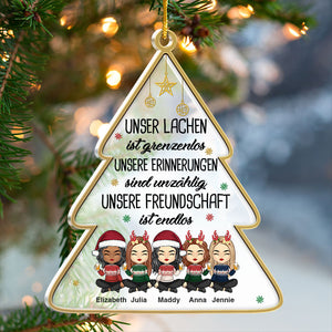 Nicht Nur Freunde, Eher Eine Kleine Bande - Ornement de Noël en acrylique en forme d'arbre de Noël personnalisé allemand - Cadeau pour meilleure amie, meilleure amie, sœur, cadeau d'anniversaire pour meilleure amie et amie, cadeau de Noël