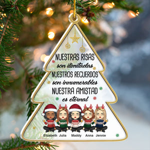Nuestra amistad es eternal - Spanish Personalized Custom Christmas Tree Shaped Acrylic Christmas Ornament - Gift For Bestie, Best Friend, Sister, Birthday Gift For Bestie And Friend, Christmas Gift