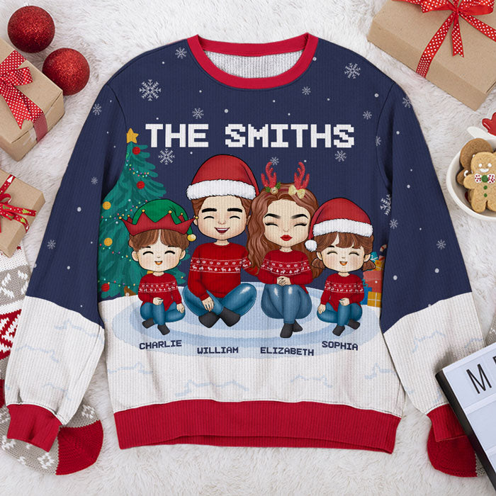 Noël est un moment pour la famille, papa et maman ! Sweat-shirt moche personnalisé pour la famille ! Pull en laine unisexe ! Cadeau de Noël pour les membres de la famille