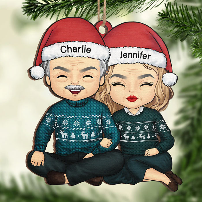 C'est la saison de l'amour - Ornement personnalisé pour couple - Forme unique en bois - Cadeau de Noël pour mari et femme, anniversaire