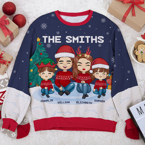 Noël est un moment pour les enfants en famille - Sweat-shirt moche personnalisé pour la famille - Pull en laine unisexe - Cadeau de Noël pour les membres de la famille