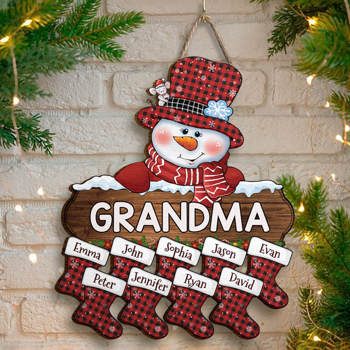 L'hiver arrive - Panneau en bois personnalisé pour la famille - Cadeau de Noël pour grand-mère