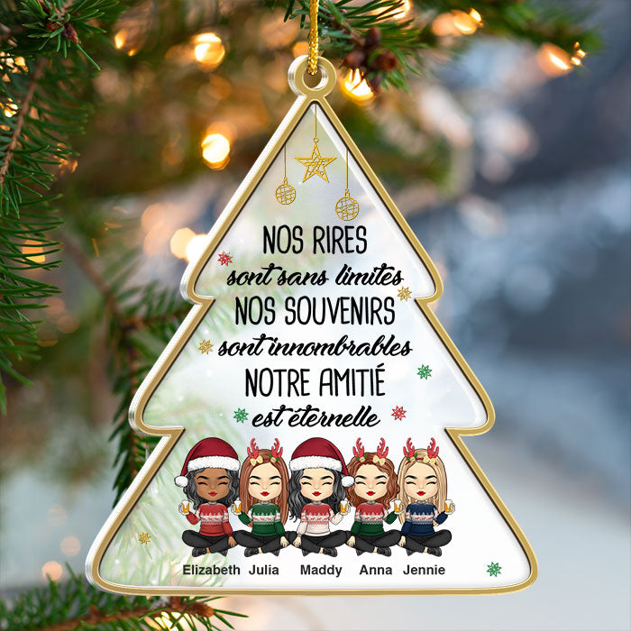 Notre Amitié Est Éternelle - Décoration de Noël personnalisée en acrylique en forme de sapin de Noël - Cadeau pour meilleure amie, meilleure amie, sœur, cadeau d'anniversaire pour meilleure amie et amie, cadeau de Noël