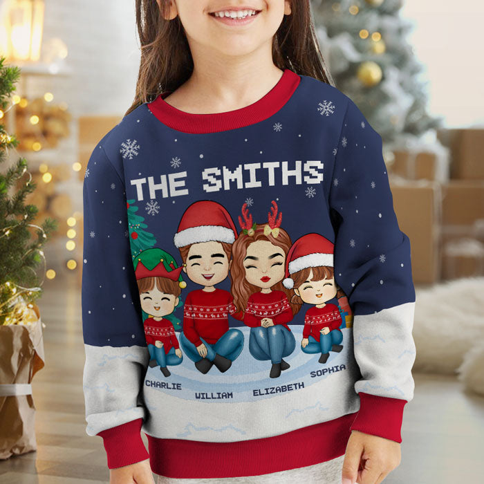 Noël est un moment pour les enfants en famille - Sweat-shirt moche personnalisé pour la famille - Pull en laine unisexe - Cadeau de Noël pour les membres de la famille
