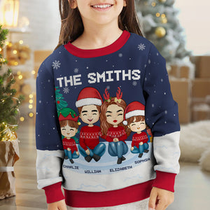 Noël est un moment pour les enfants en famille - Sweat-shirt moche personnalisé pour la famille - Pull en laine unisexe - Cadeau de Noël pour les membres de la famille