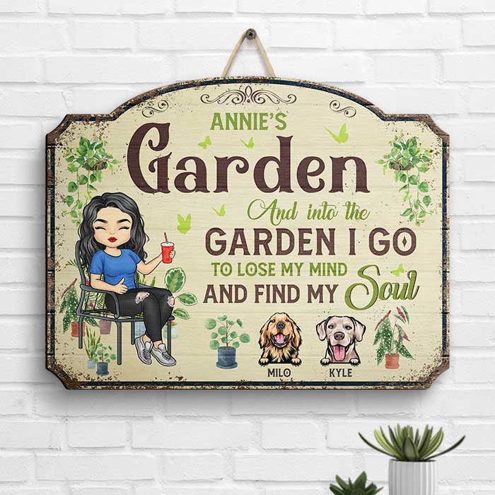 Dans le jardin, je trouve mon âme - Panneau en bois personnalisé - Cadeau pour les amateurs de jardinage