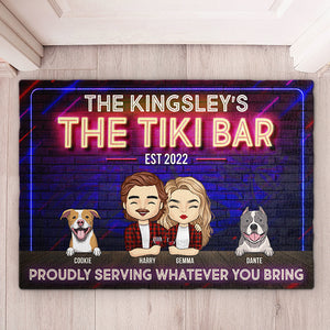 Proudly Serving Whatever You Bring - Gift For Couples, Husband Wife, Personalized Decorative Mat.