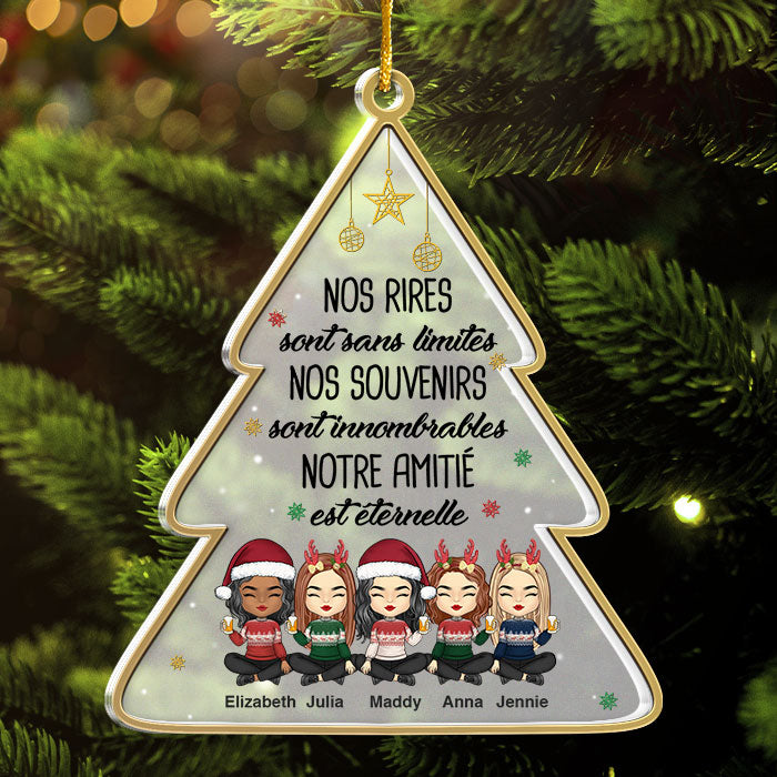 Notre Amitié Est Éternelle - Décoration de Noël personnalisée en acrylique en forme de sapin de Noël - Cadeau pour meilleure amie, meilleure amie, sœur, cadeau d'anniversaire pour meilleure amie et amie, cadeau de Noël