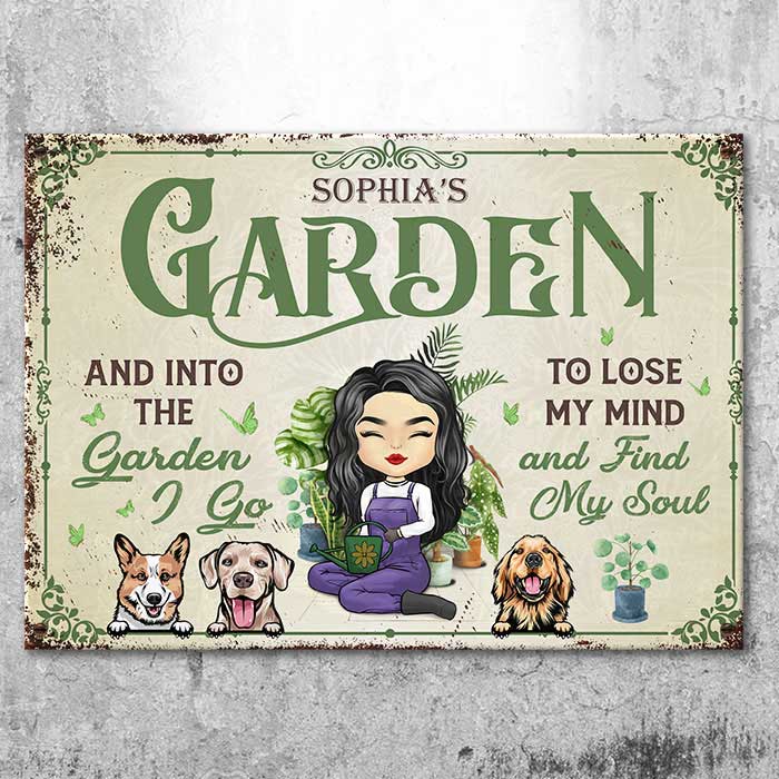 Into The Garden - Plaque métallique personnalisée - Cadeau pour les amateurs de jardinage