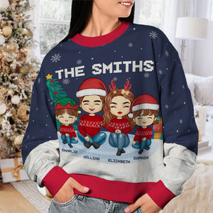 Noël est un moment pour la famille, papa et maman ! Sweat-shirt moche personnalisé pour la famille ! Pull en laine unisexe ! Cadeau de Noël pour les membres de la famille