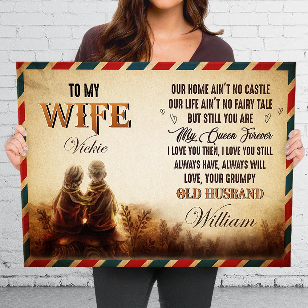 To My Wife - My Queen Forever - Personalized Canvas.