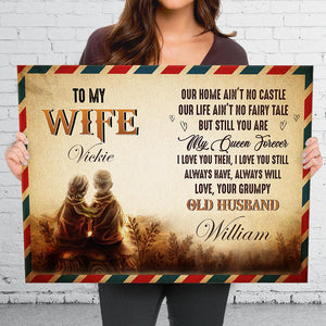 To My Wife - My Queen Forever - Personalized Canvas.