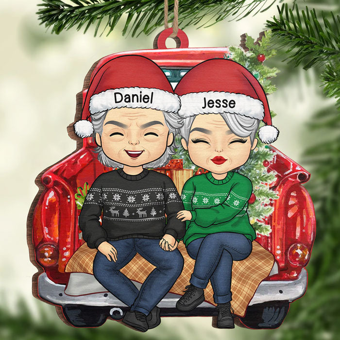 Tout ce que je veux pour Noël, c'est toi - Ornement personnalisé pour couple - En forme de voiture en bois - Cadeau de Noël pour mari et femme, anniversaire