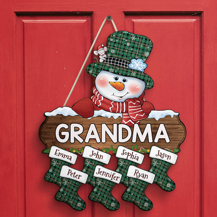 L'hiver arrive - Panneau en bois personnalisé pour la famille - Cadeau de Noël pour grand-mère