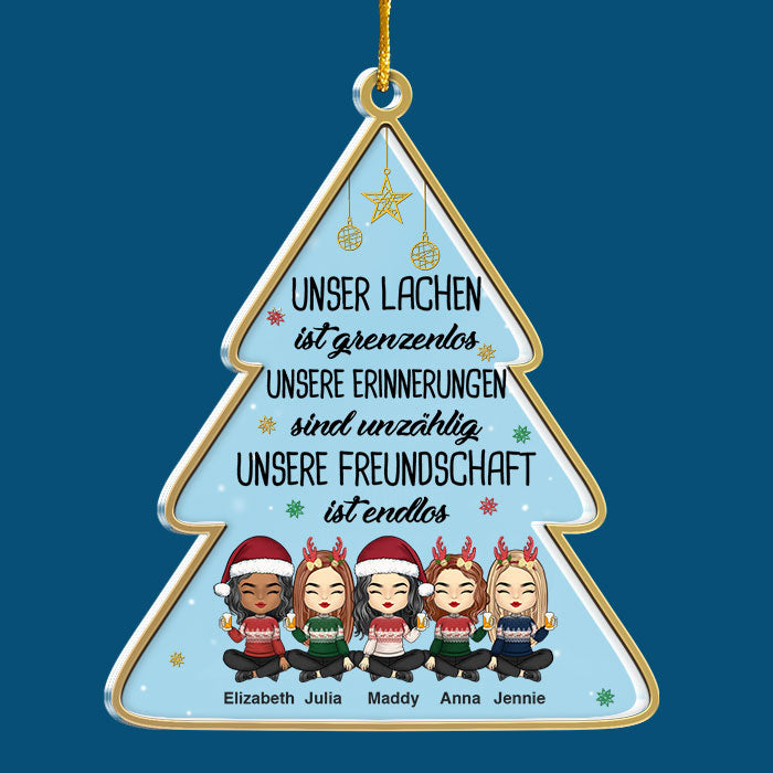 Nicht Nur Freunde, Eher Eine Kleine Bande - Ornement de Noël en acrylique en forme d'arbre de Noël personnalisé allemand - Cadeau pour meilleure amie, meilleure amie, sœur, cadeau d'anniversaire pour meilleure amie et amie, cadeau de Noël