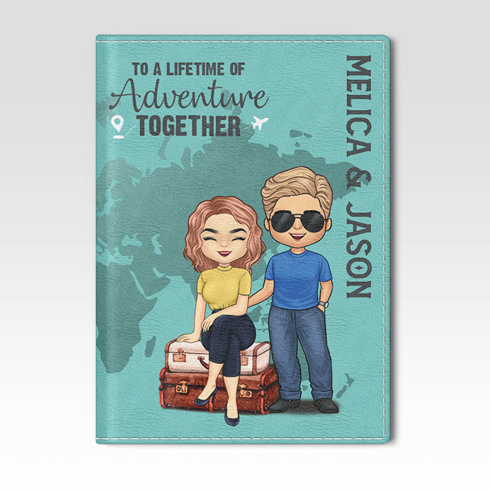 Pour une vie d'aventures ensemble - Étui de passeport personnalisé, cadeau pour couple, mari et femme