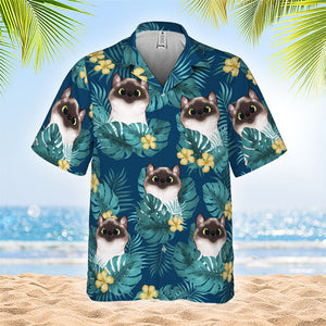 Chat Summer Vibe - T-shirt hawaïen personnalisé - Cadeau pour papa, cadeau pour amoureux des animaux