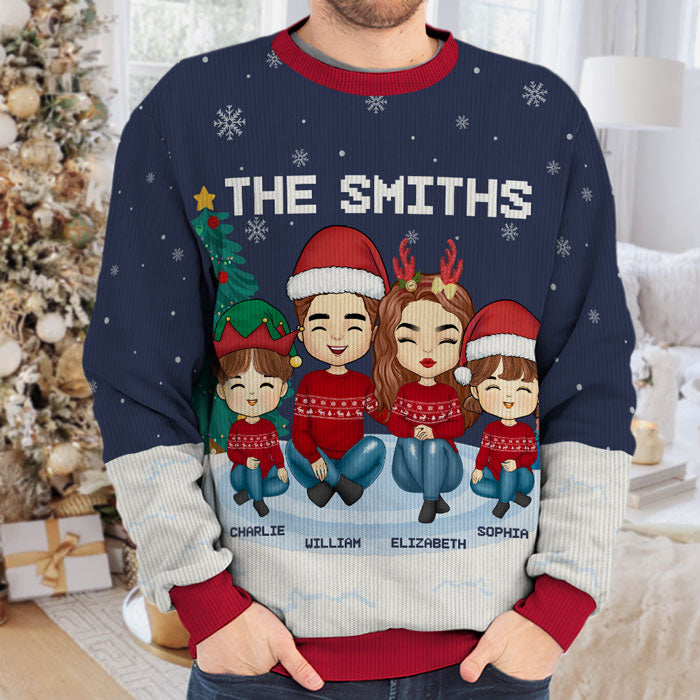 Noël est un moment pour la famille, papa et maman ! Sweat-shirt moche personnalisé pour la famille ! Pull en laine unisexe ! Cadeau de Noël pour les membres de la famille