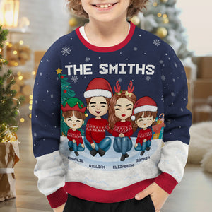 Noël est un moment pour les enfants en famille - Sweat-shirt moche personnalisé pour la famille - Pull en laine unisexe - Cadeau de Noël pour les membres de la famille