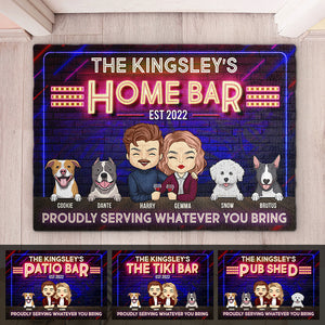 Proudly Serving Whatever You Bring - Gift For Couples, Husband Wife, Personalized Decorative Mat.